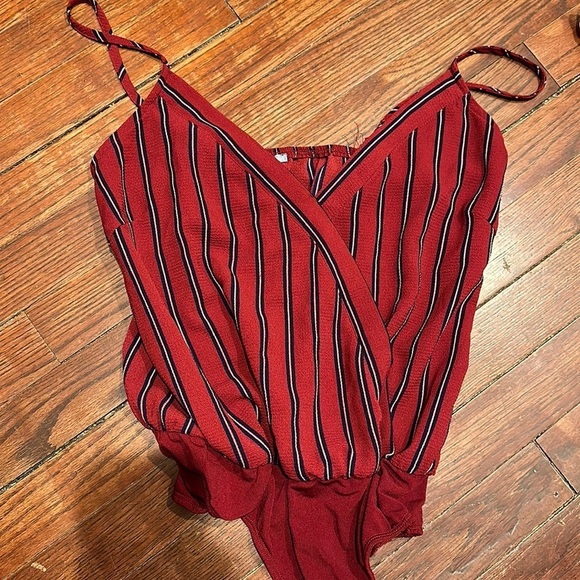 Charlotte Russe Tops - Red and blue stripped bodysuit